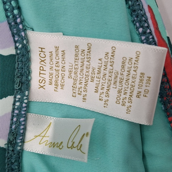 Anne Cole 2pc Zesty Tropical Halter Top Shirred High Waist Bottom Bikini Set XS - Picture 16 of 16